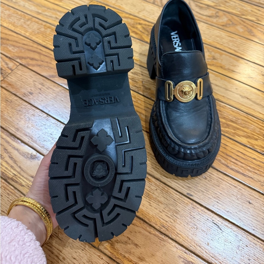 Versace Medusa Aevitas 155mm Platform Loafer Black Gold Size EU 36.5 (US 6.5) - Picture 4 of 5